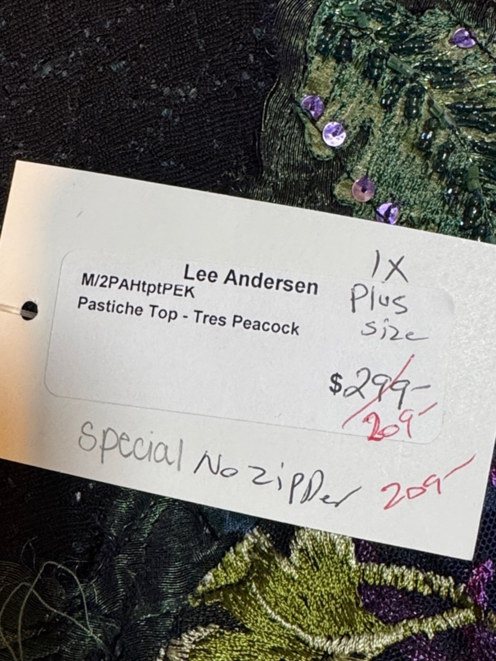 NWT Lee Andersen “Pastiche” Lace Sleeve Embellished Pullover size 1X - Picture 7 of 16